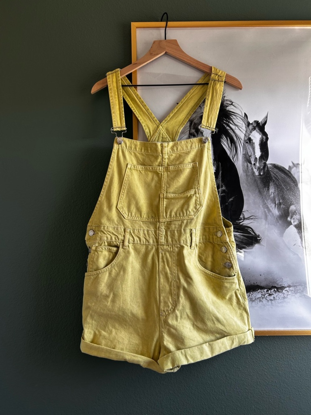 Free People Ziggy Denim Lime Green Short Overalls - Picture 4 of 8